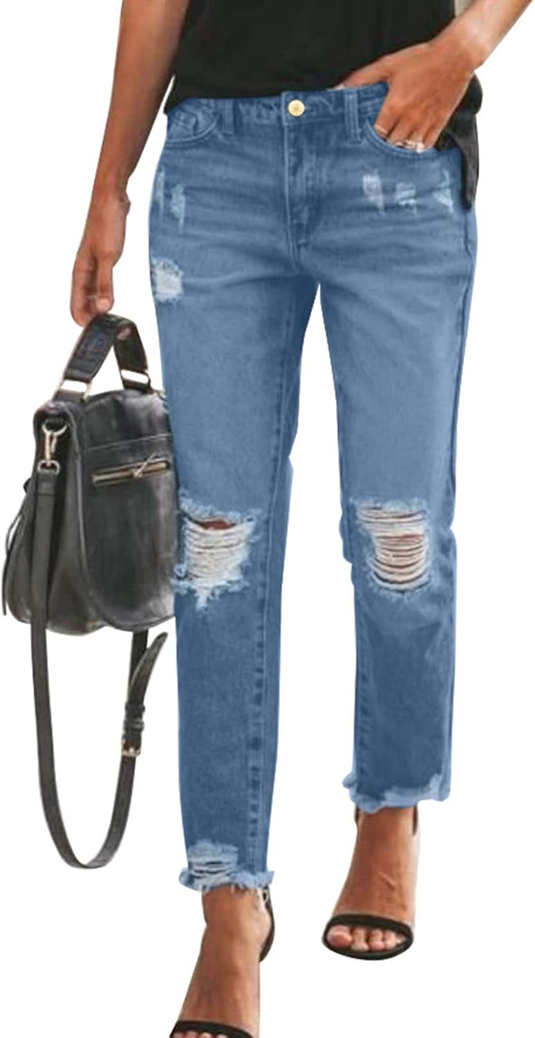Sidefeel Women's Boyfriend Jeans Denim Pants