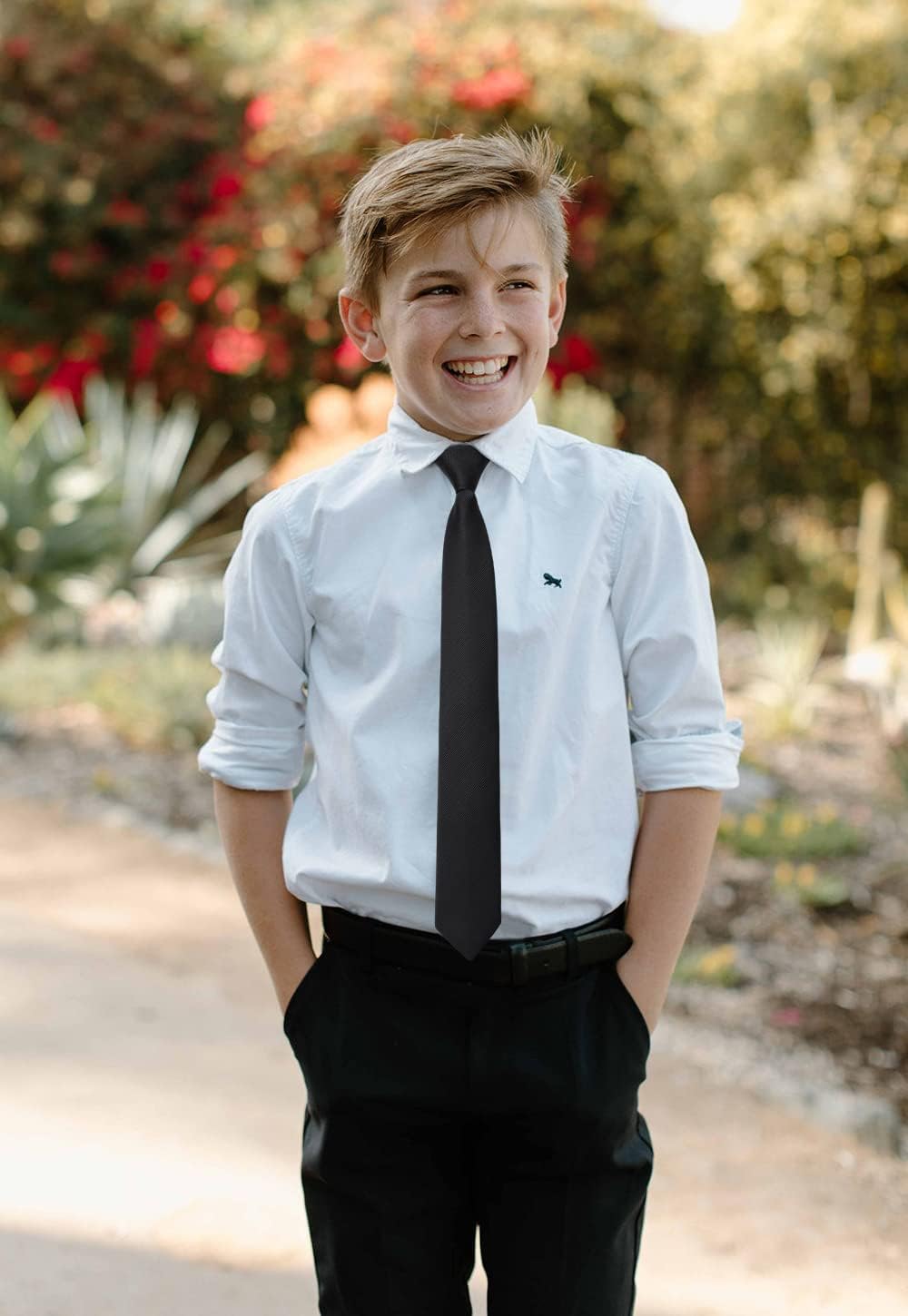 Enlision Boys Ties Solid Color Pre-Tied Kids Necktie