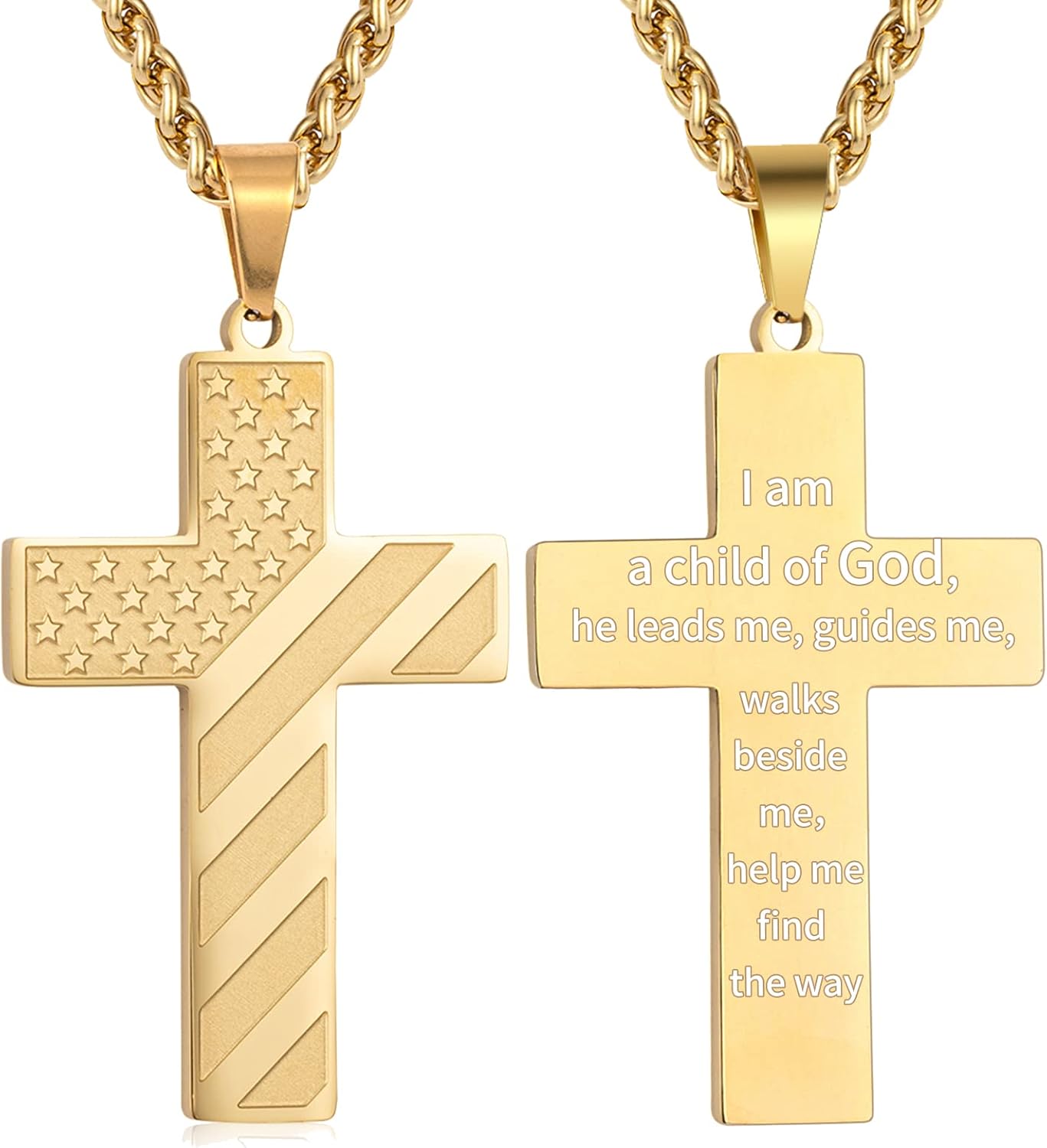 DuoDiner Cross Necklace Bible Verse Stainless Steel