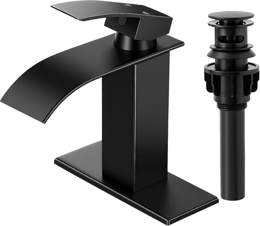Matte Black Waterfall Bathroom Faucet