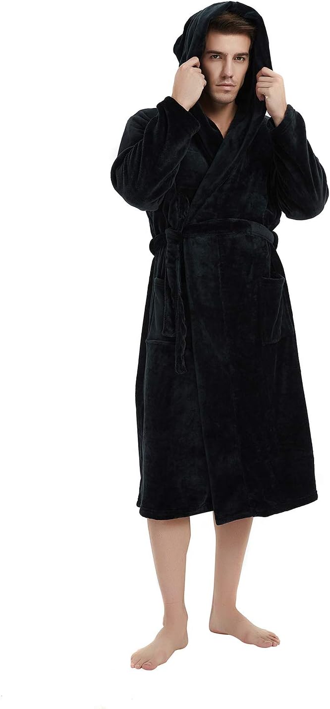 U2SKIIN Mens Hooded Robe Plush Robes for Men