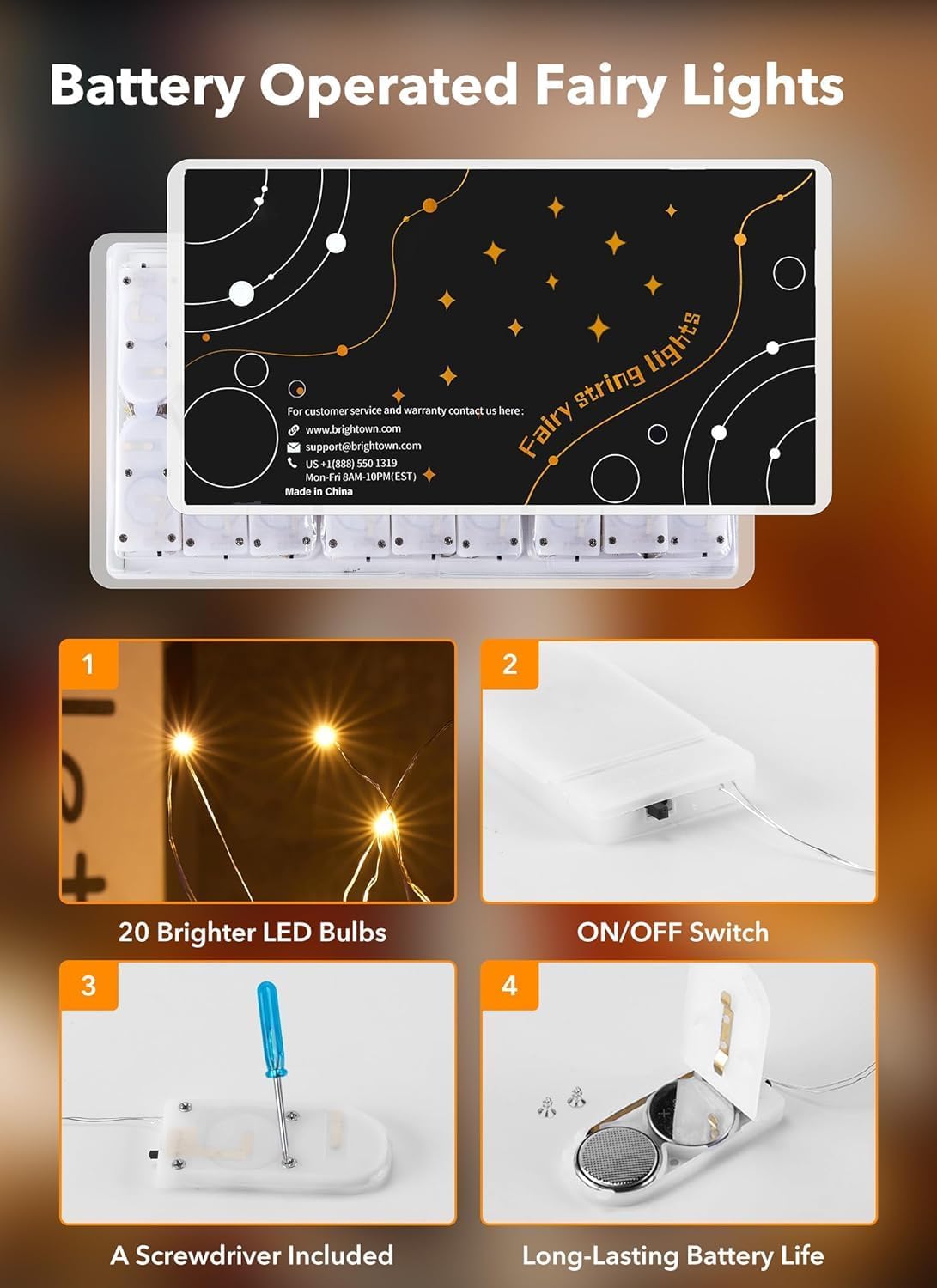 Brightown 12-Pack LED Fairy String Lights