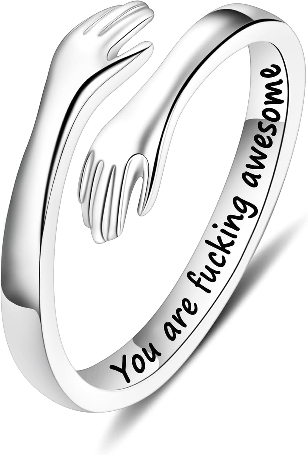 Yesteel S925 Sterling Silver Hug Ring for Women Teen Girls