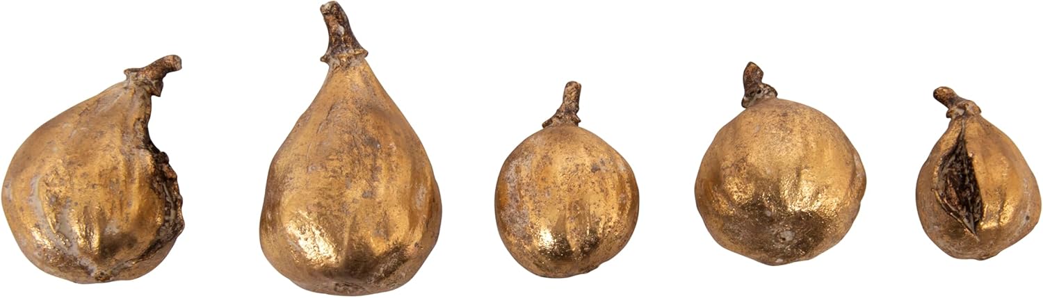 Creative Co-Op Resin Figs with Gold Finish Set