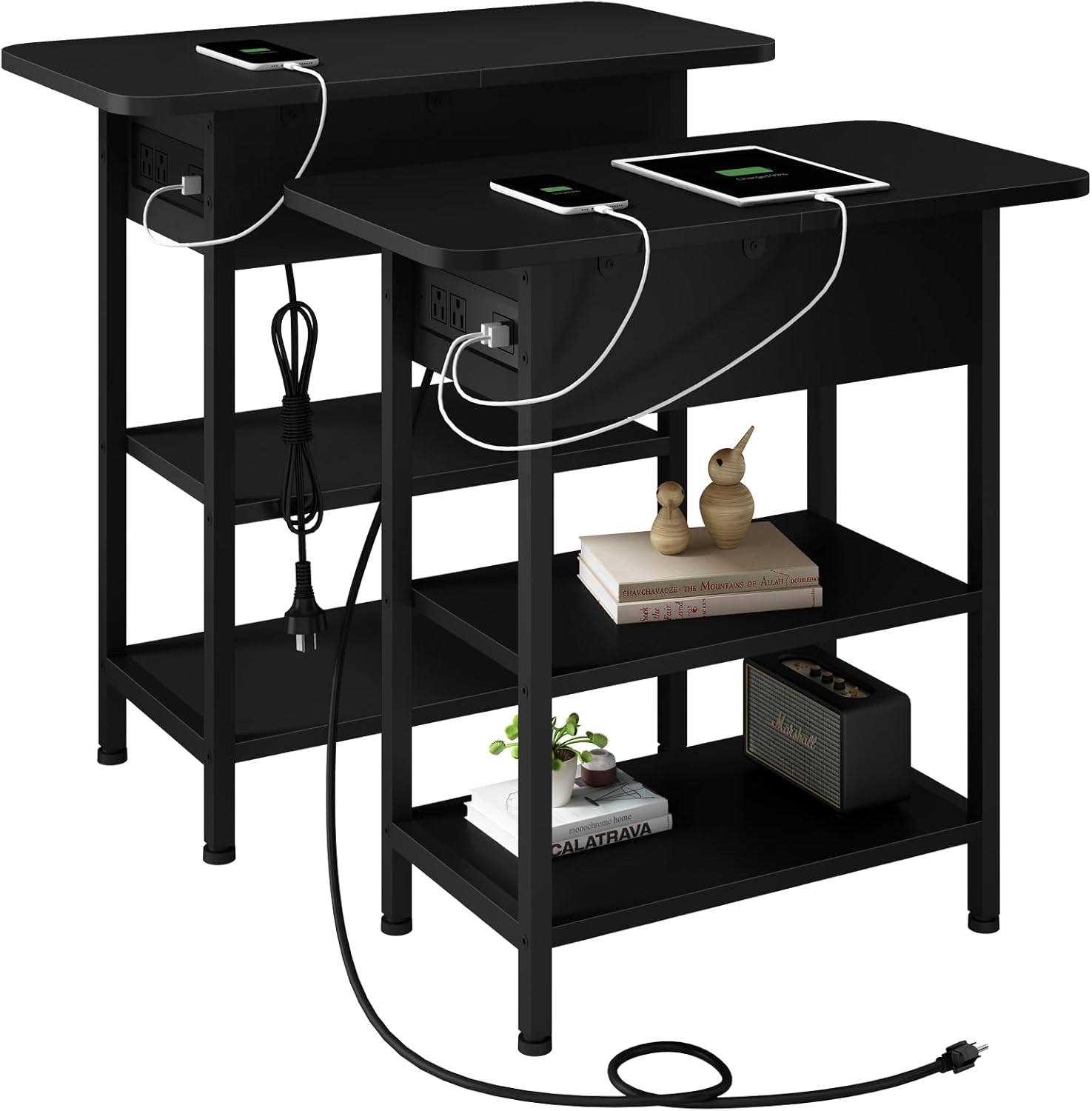 LIDYUK End Table with Charging Station