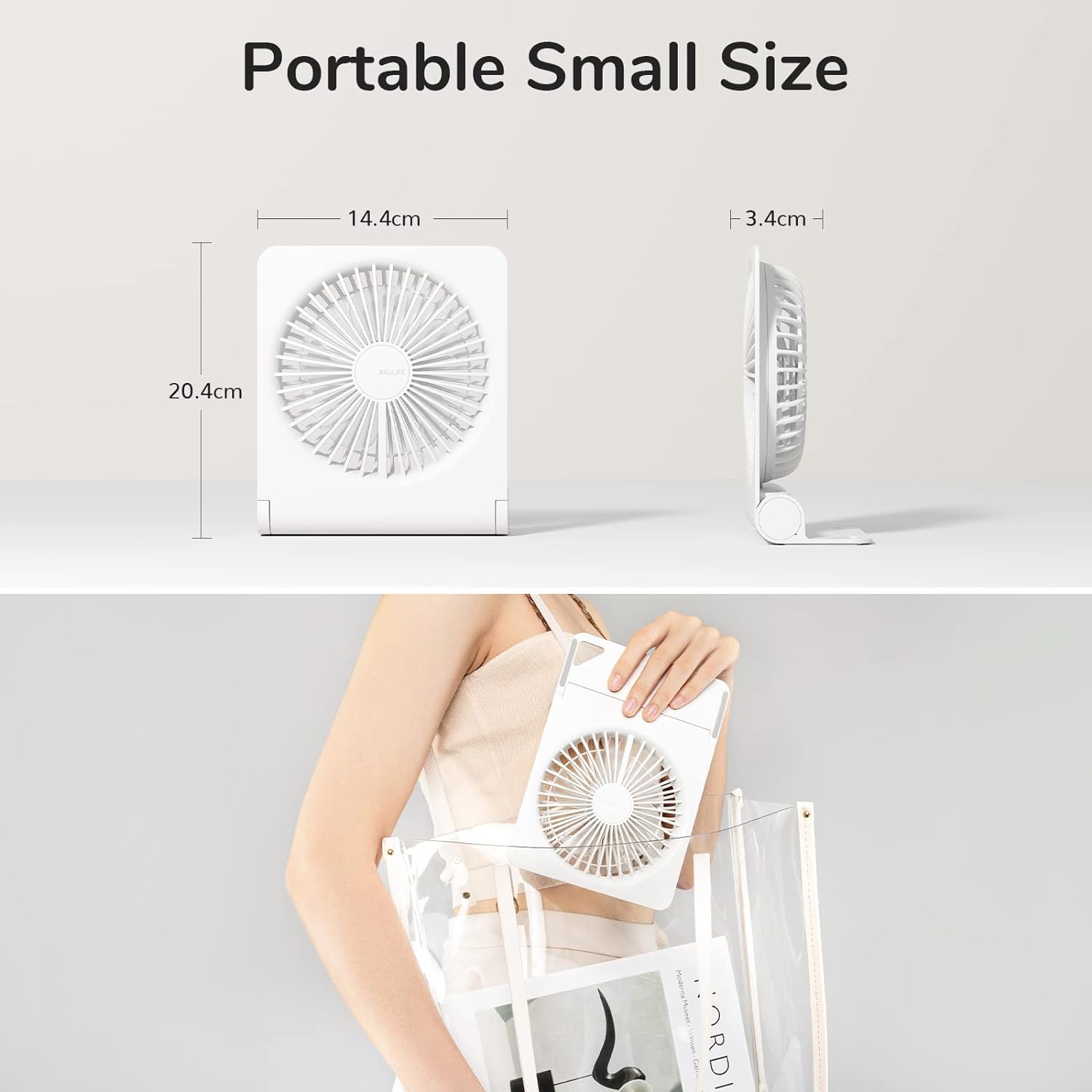 JISULIFE Small Desk Fan Portable Travel with Battery
