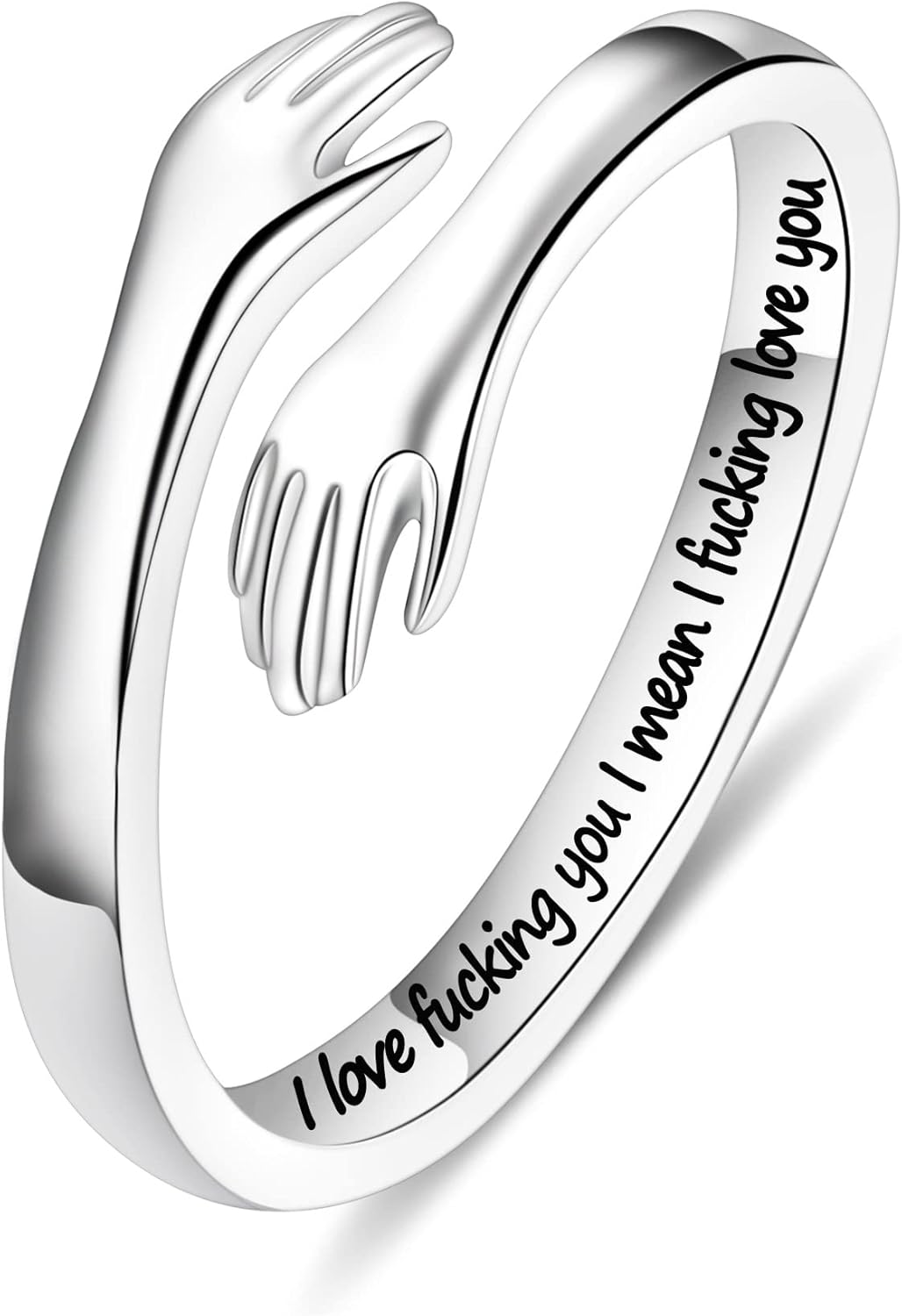 Yesteel S925 Sterling Silver Hug Ring for Women Teen Girls