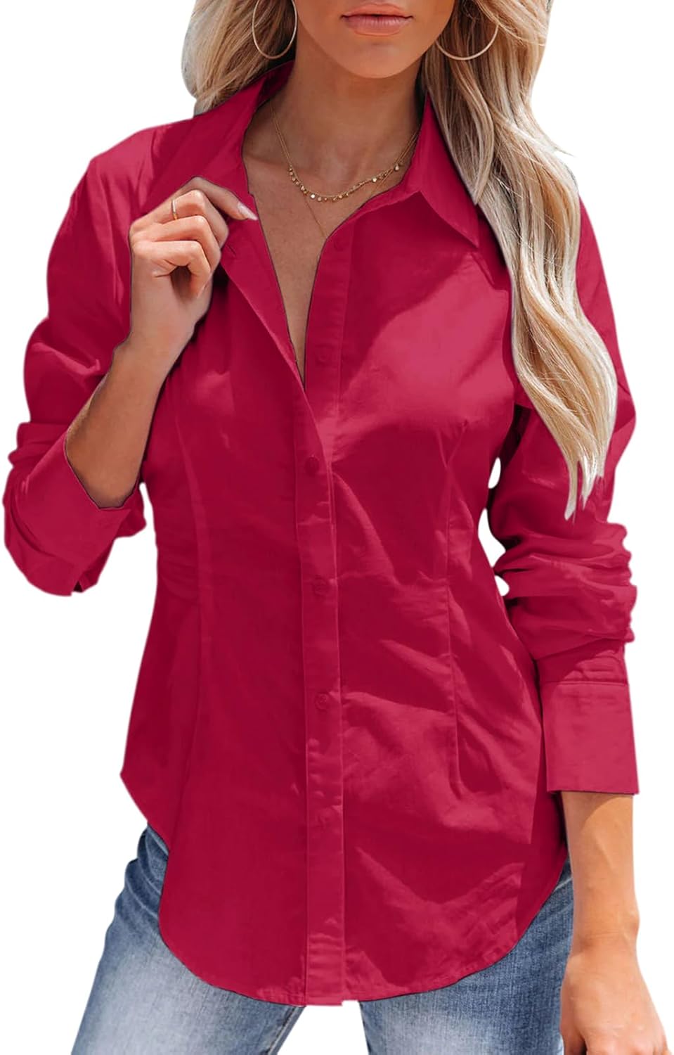 Siliteelon Women’s Long Sleeve Dress Shirt