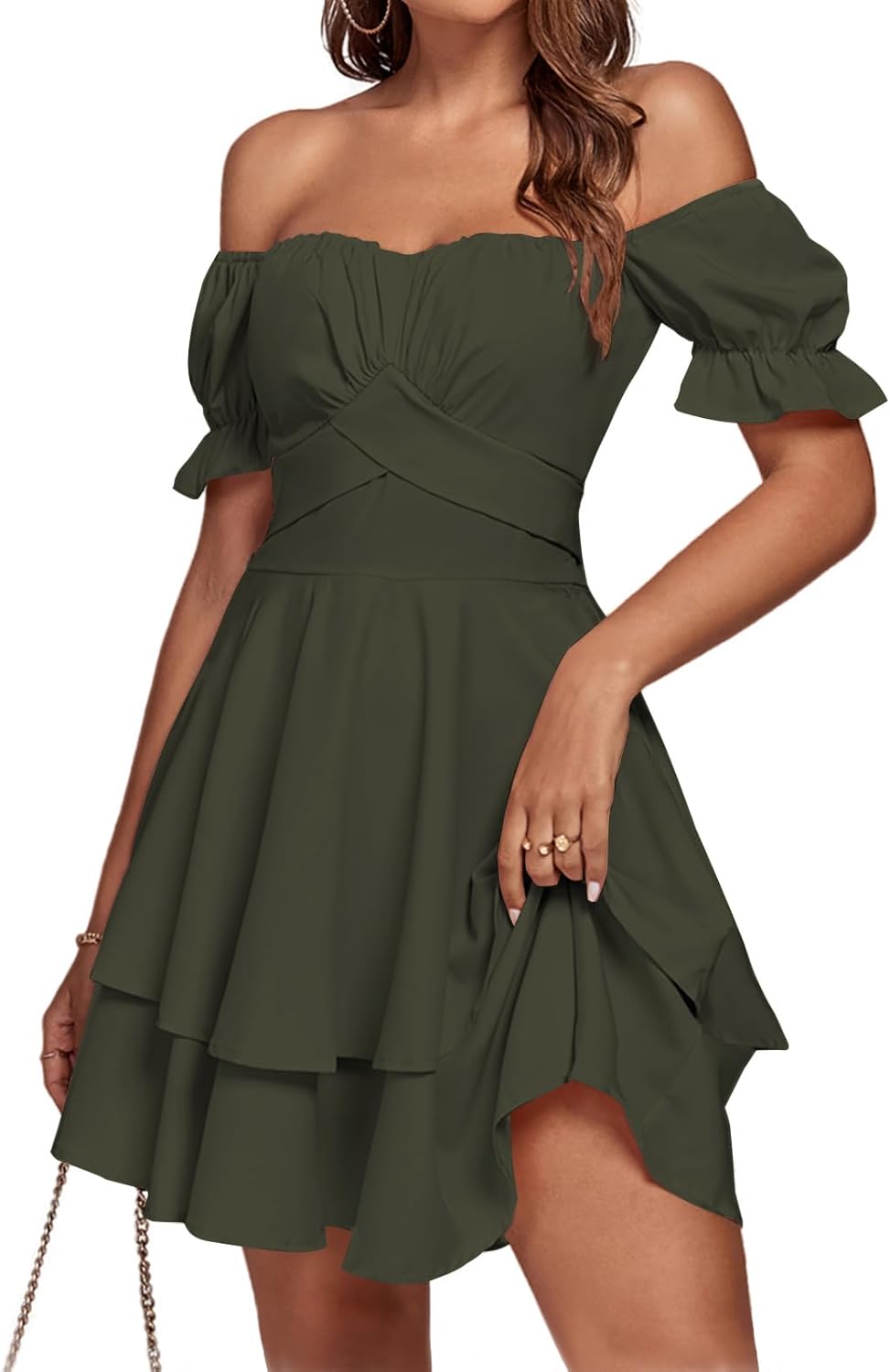 LYANER Women's Tie Back Off Shoulder Wrap Layer