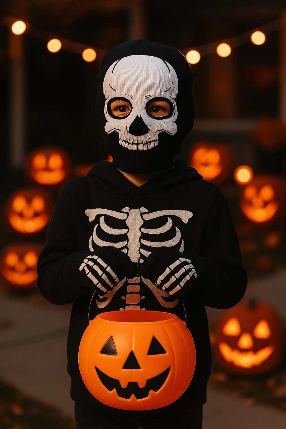 Boy's Skeleton Knit Beanie with Eye Holes