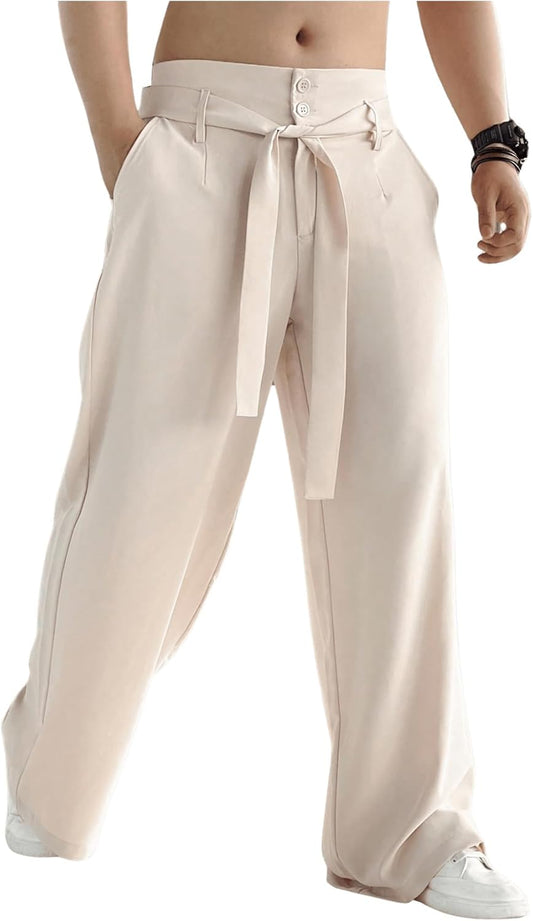 GORGLITTER Men's Casual Wide Leg Dress Pants