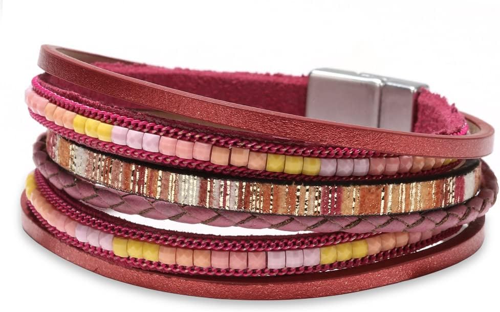 Fesciory Boho Leather Wrap Bracelet Women