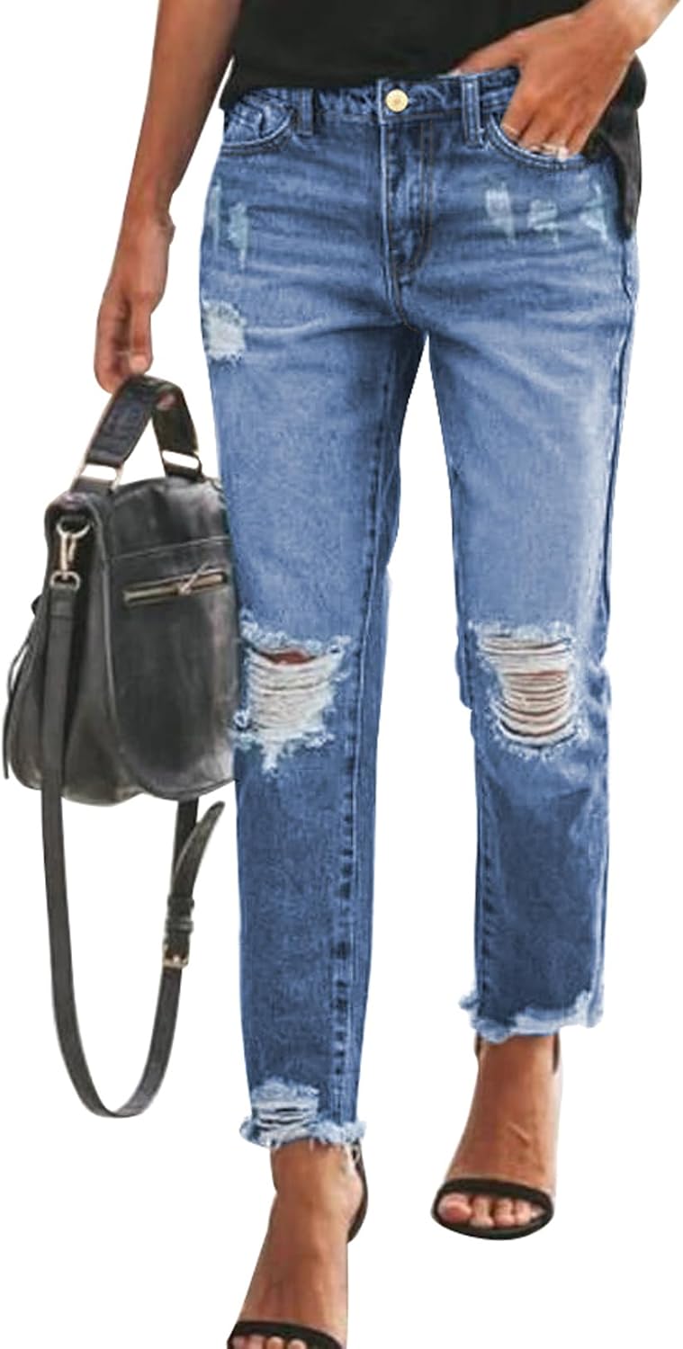 Sidefeel Women's Boyfriend Jeans Denim Pants