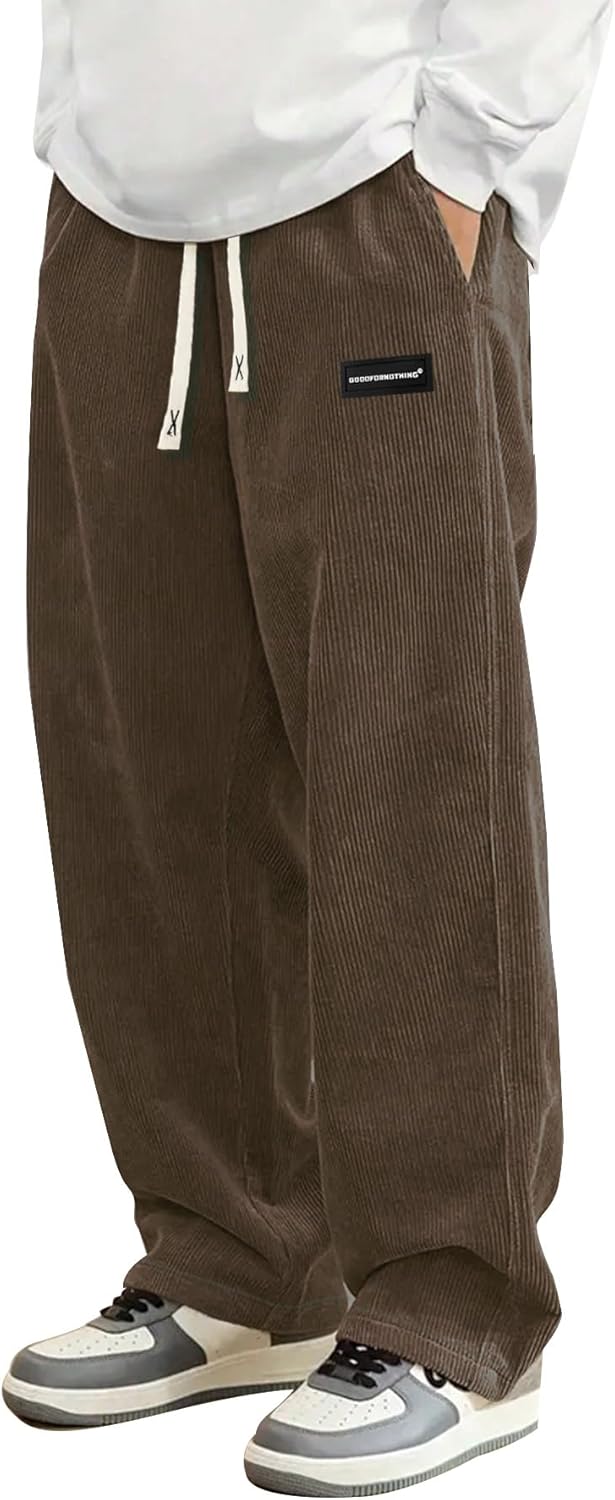Mens Corduroy Casual Pants Fashion Loose