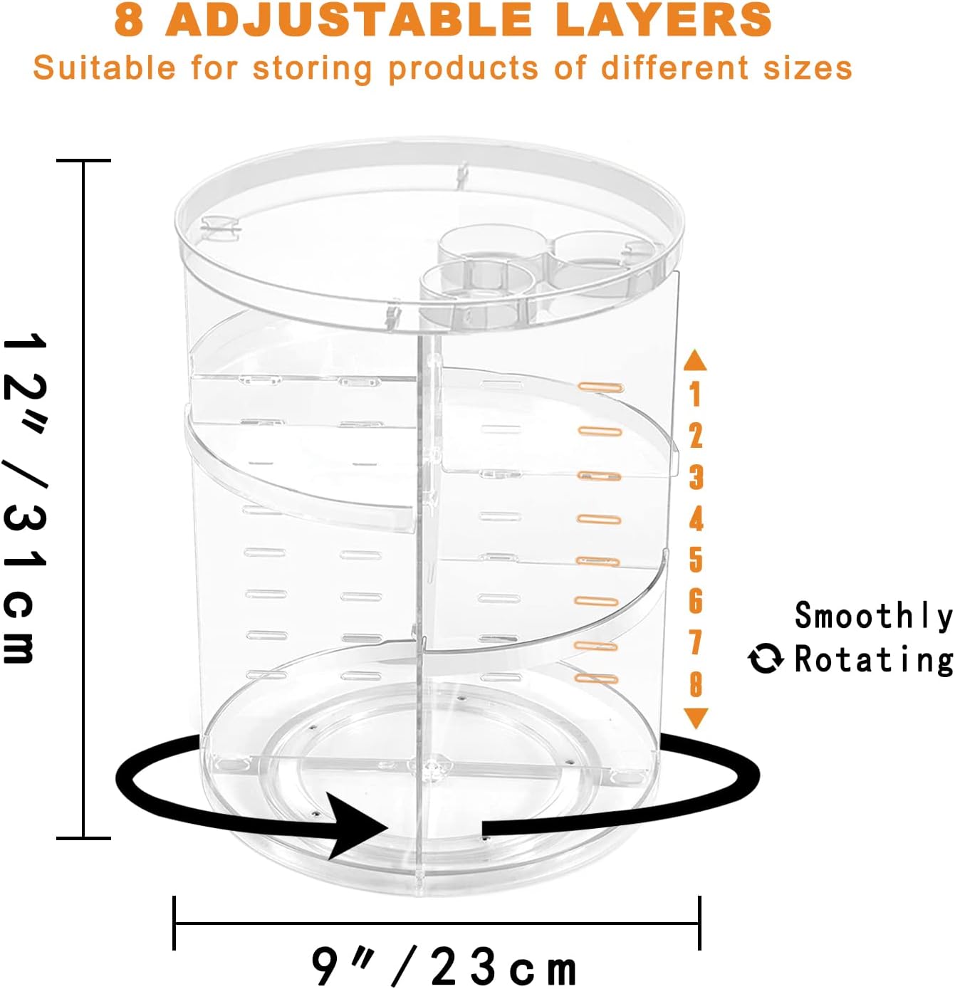 Rotating 8-Layer Makeup Organizer – Skincare
