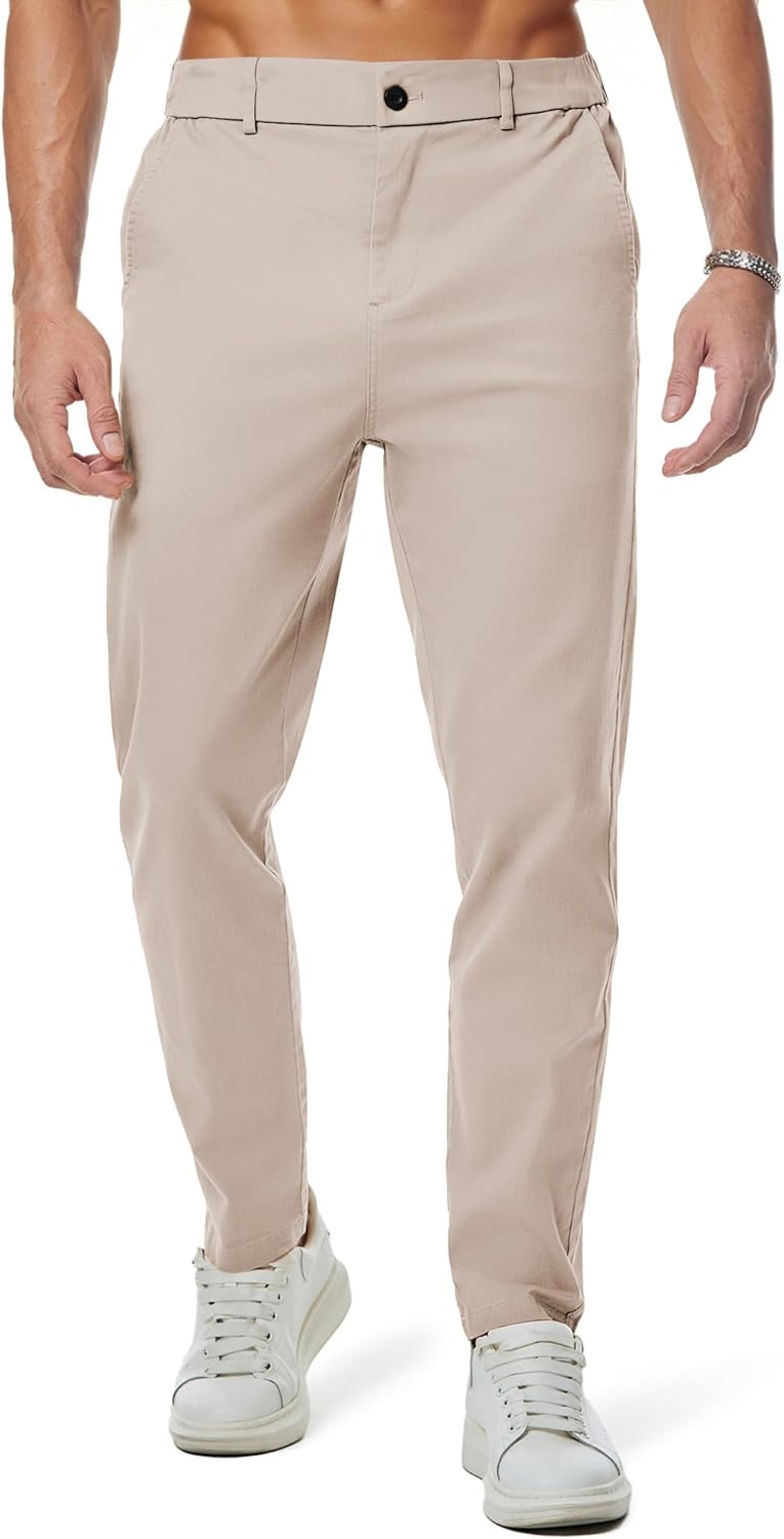 JMIERR Men's Chino Pants Casual Stretch Waist