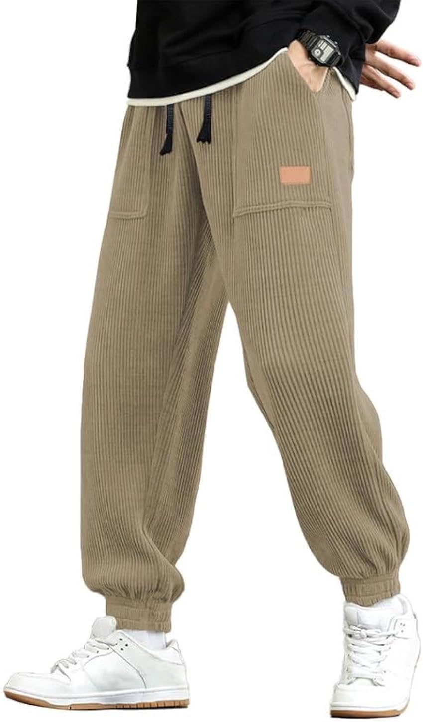 JMIERR Mens Corduroy Joggers Pants Casual Cargo Pants