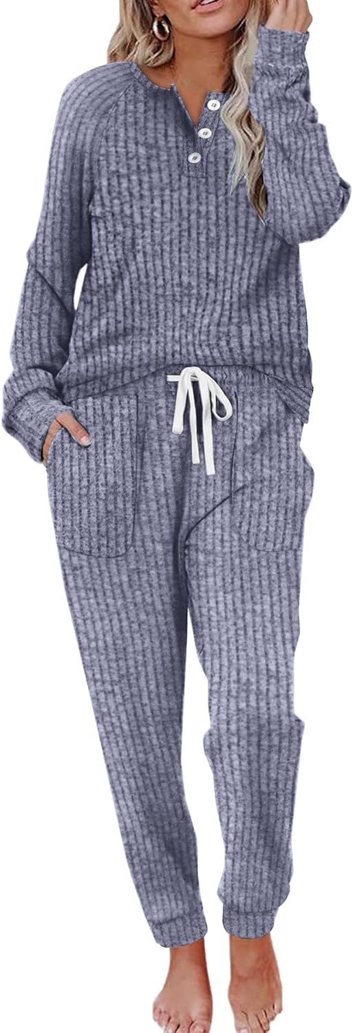 Button Down Sweatshirt and Sweatpants Set