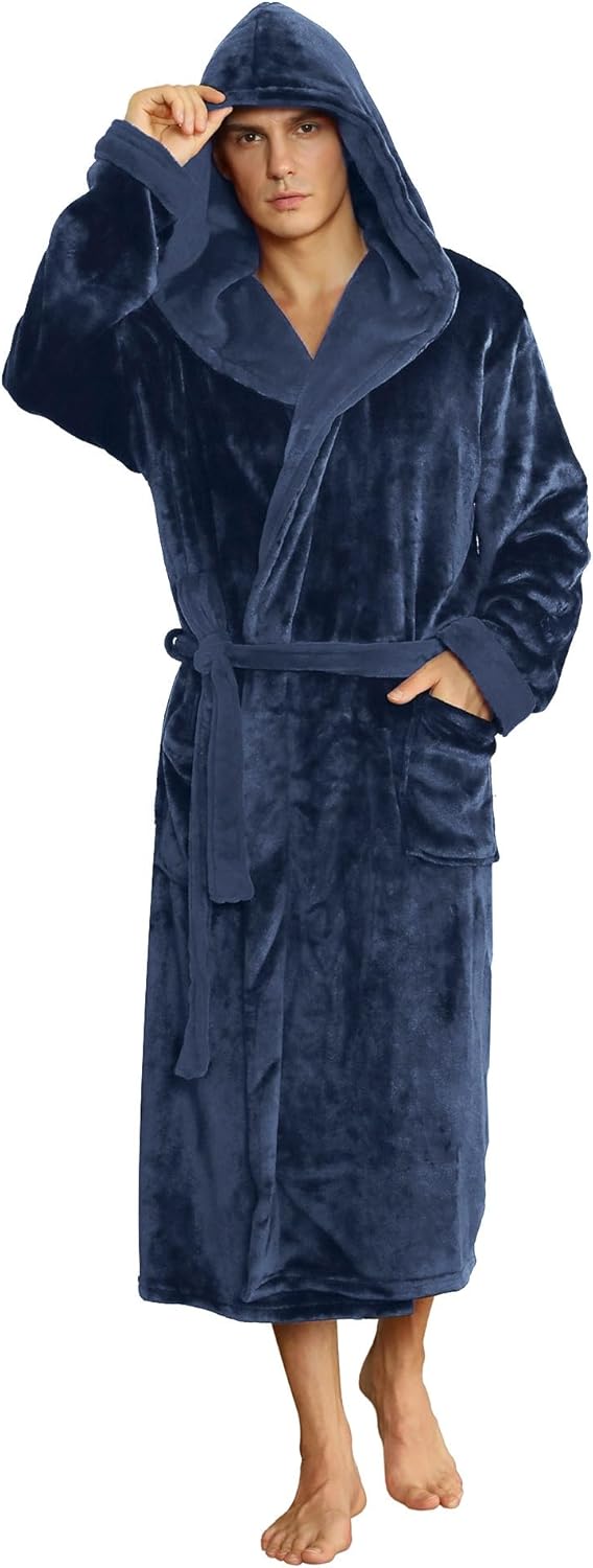 U2SKIIN Mens Hooded Robe Plush Robes for Men