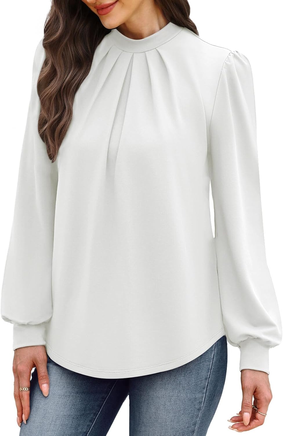 WIHOLL Women’s Mock Neck Blouse Top