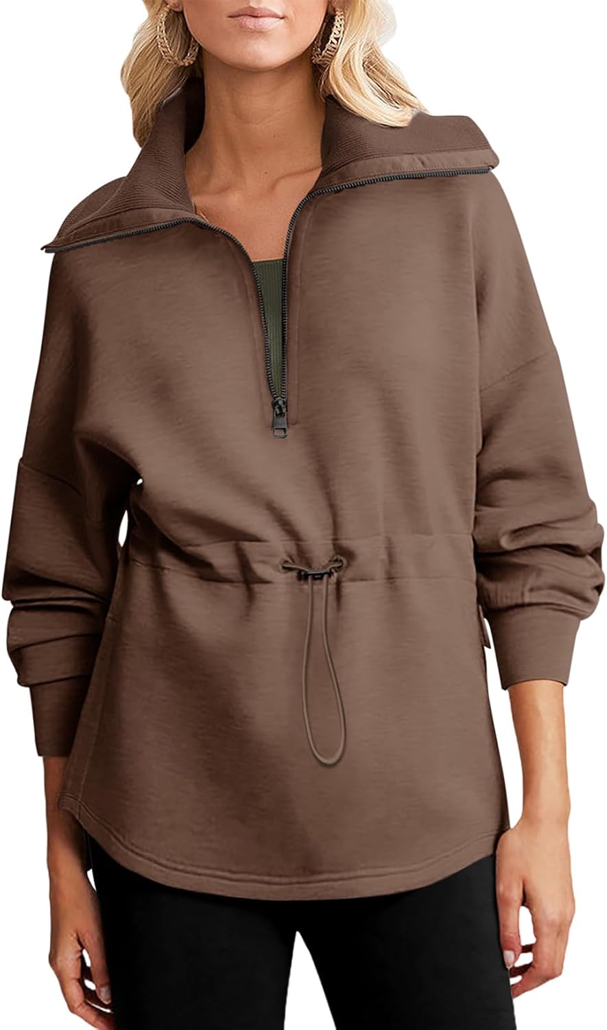 Dokotoo Womens Sweatshirt Oversized Half Zip