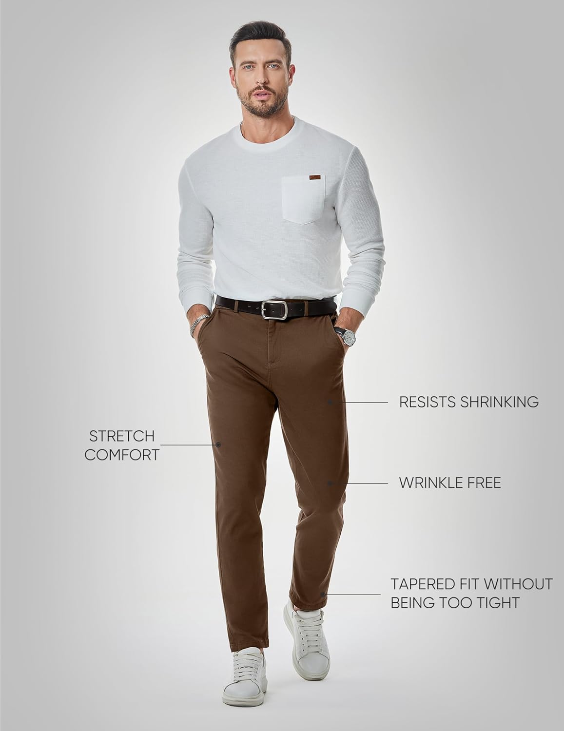 JMIERR Men's Chino Pants Casual Stretch Waist