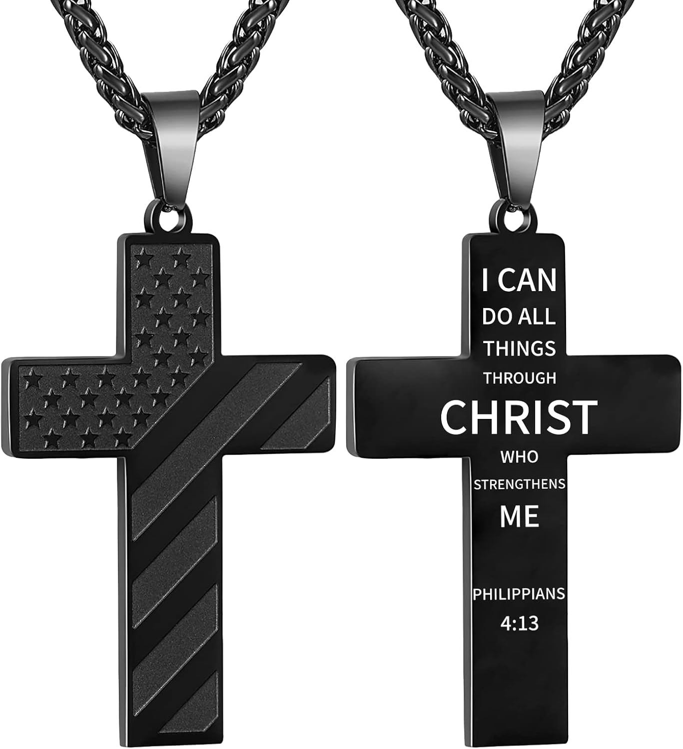 DuoDiner Cross Necklace Bible Verse Stainless Steel