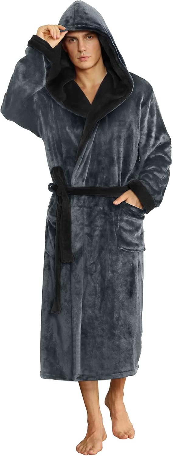 U2SKIIN Mens Hooded Robe Plush Robes for Men