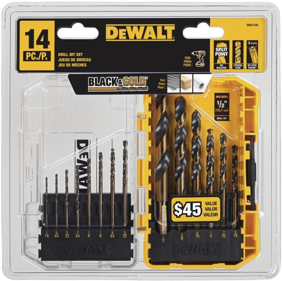 DEWALT Drill Bit Set for Plastic Wood Metal