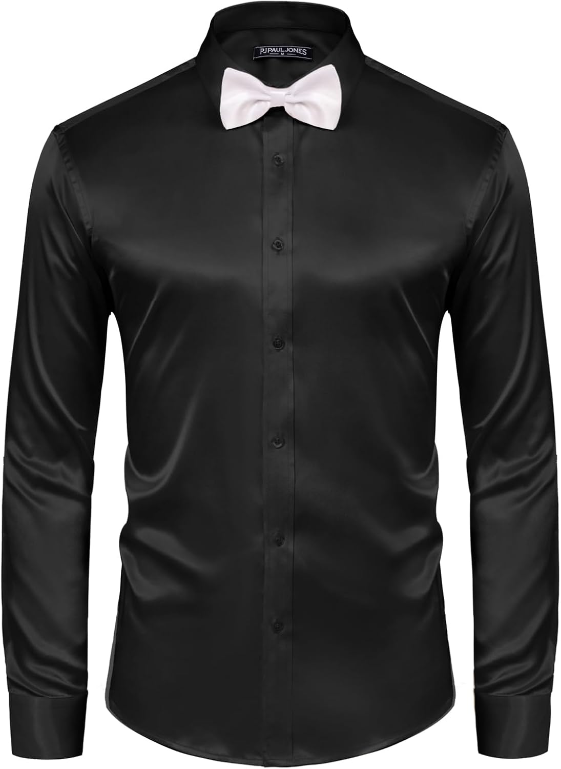 PJ PAUL JONES Men's Shiny Satin Dress Shirts