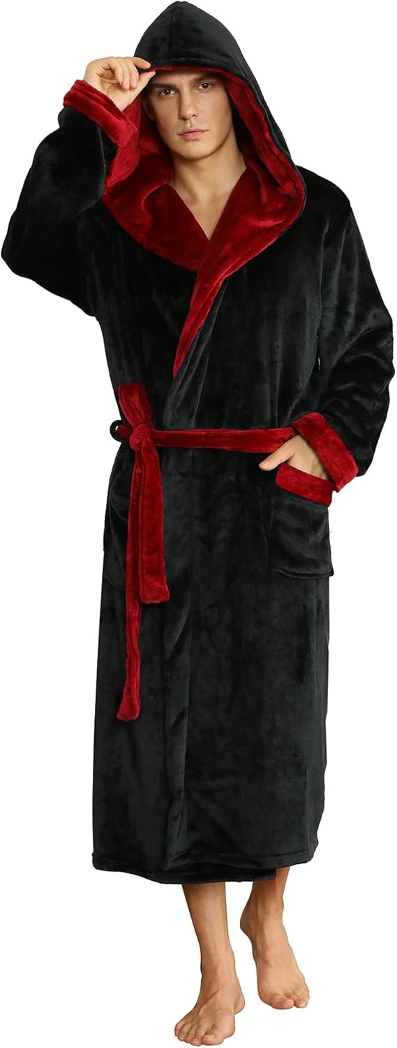 U2SKIIN Mens Hooded Robe Plush Robes for Men