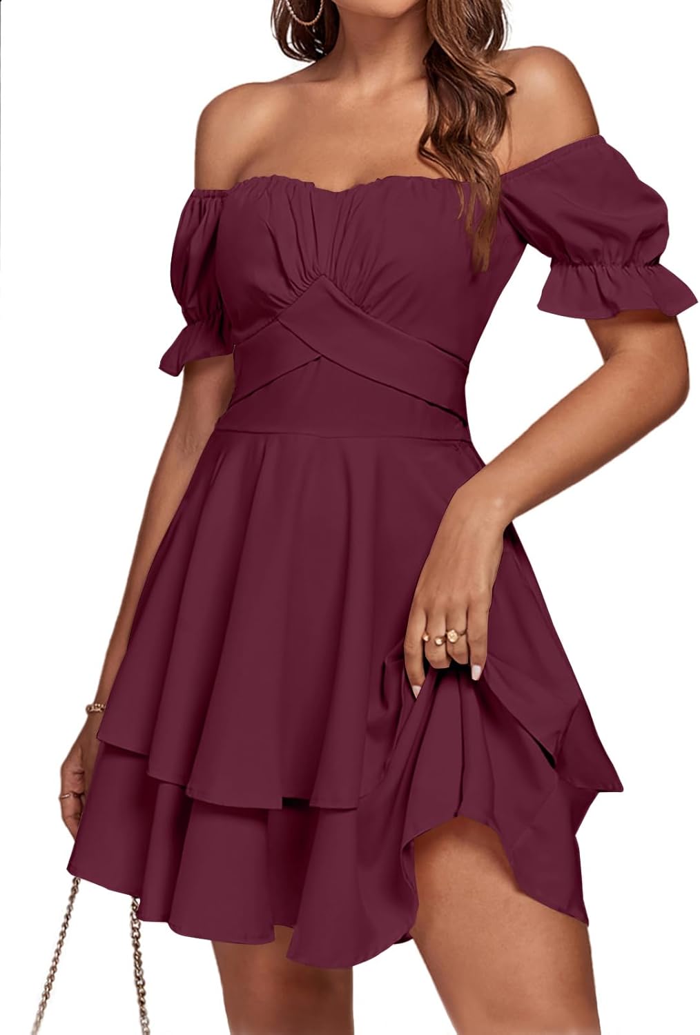 LYANER Women's Tie Back Off Shoulder Wrap Layer