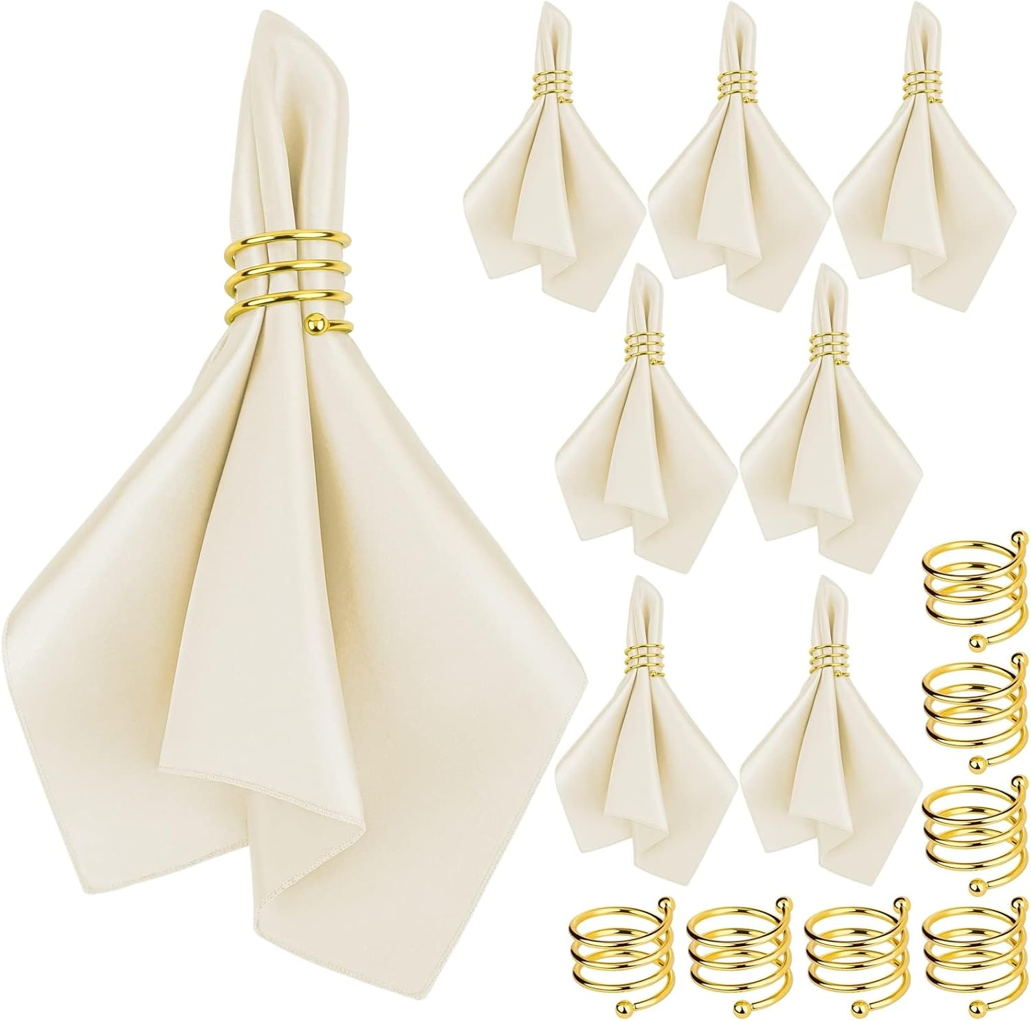 MCEAST Satin Cloth Napkins and Napkin Rings Set