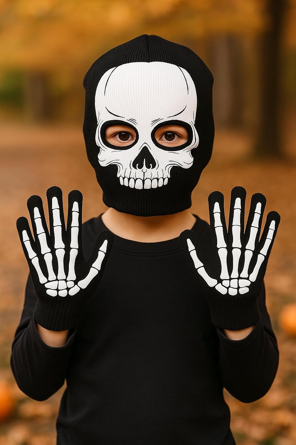 Boy's Skeleton Knit Beanie with Eye Holes