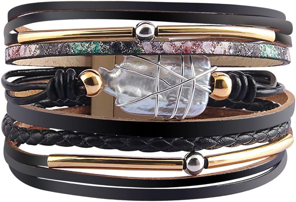 Fesciory Boho Leather Wrap Bracelet Women