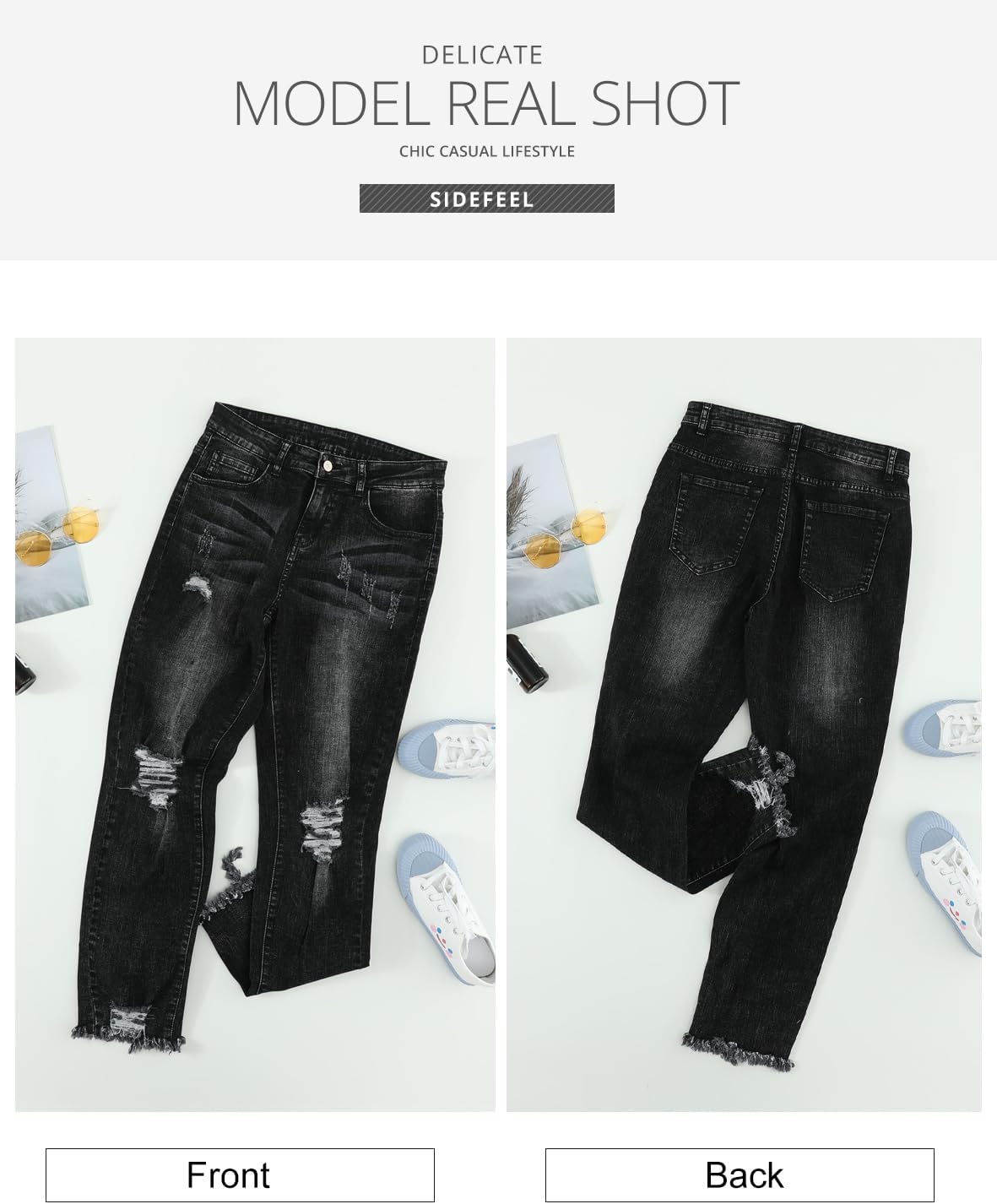 Sidefeel Women's Boyfriend Jeans Denim Pants