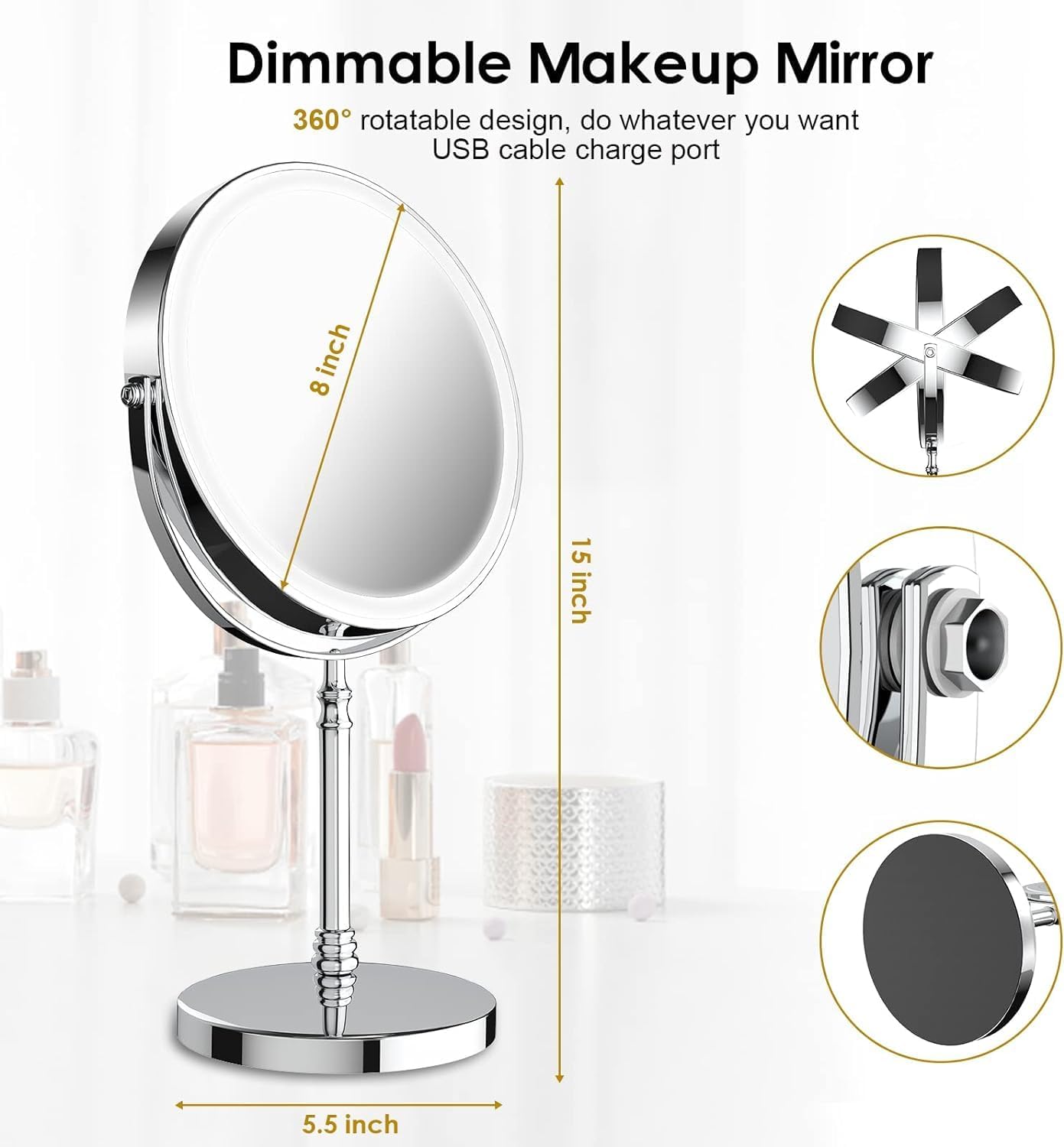 Rechargeable Lighted Makeup Mirror