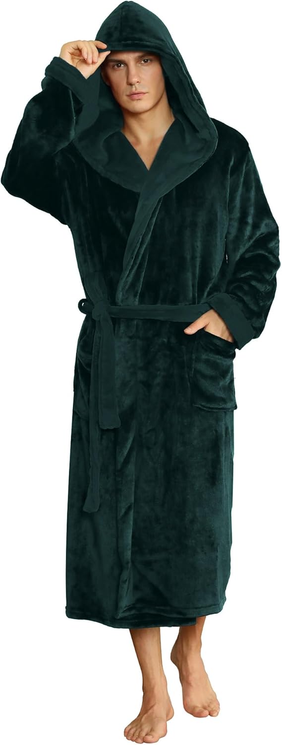 U2SKIIN Mens Hooded Robe Plush Robes for Men