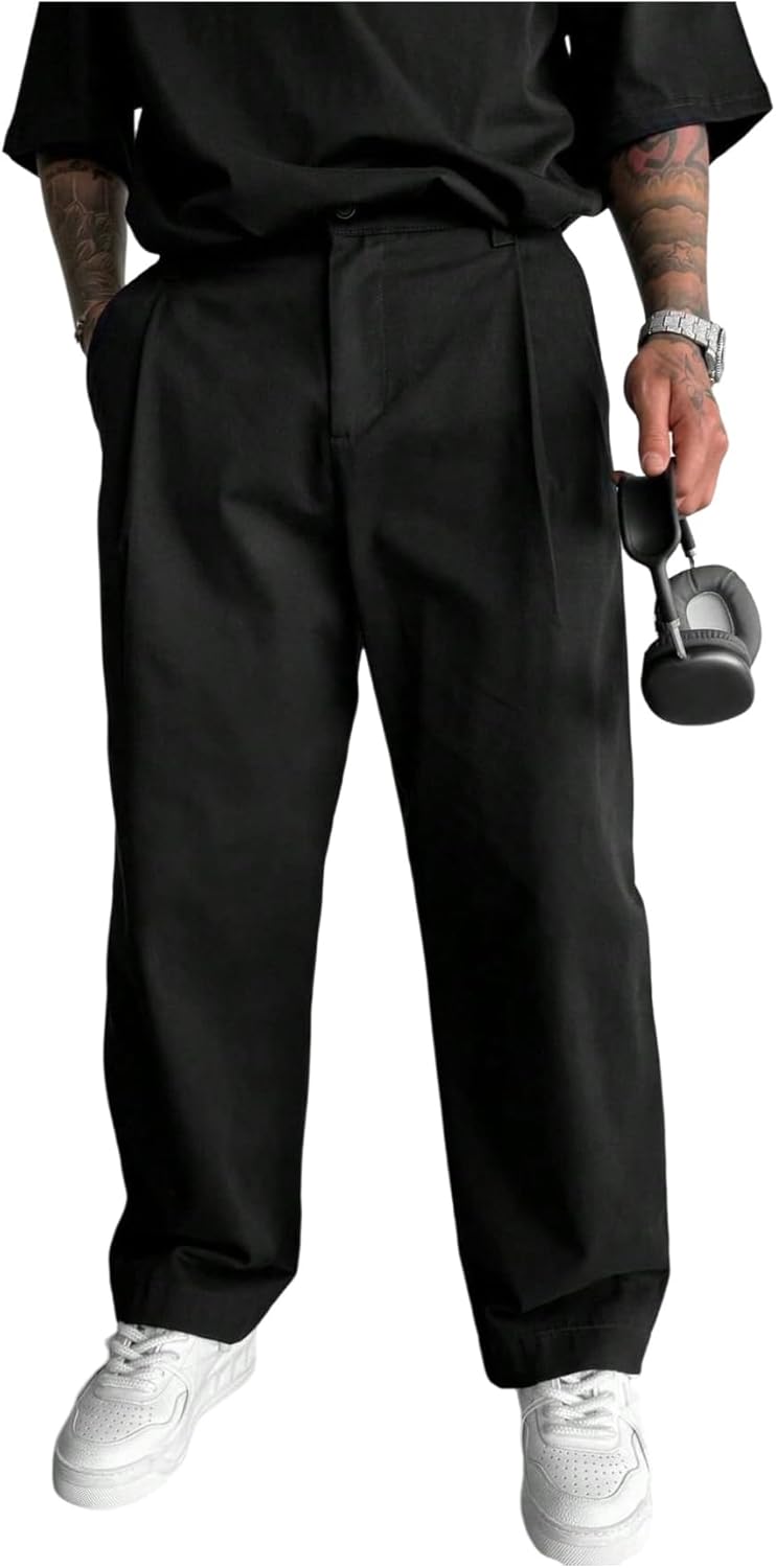 GORGLITTER Men's Casual Wide Leg Dress Pants