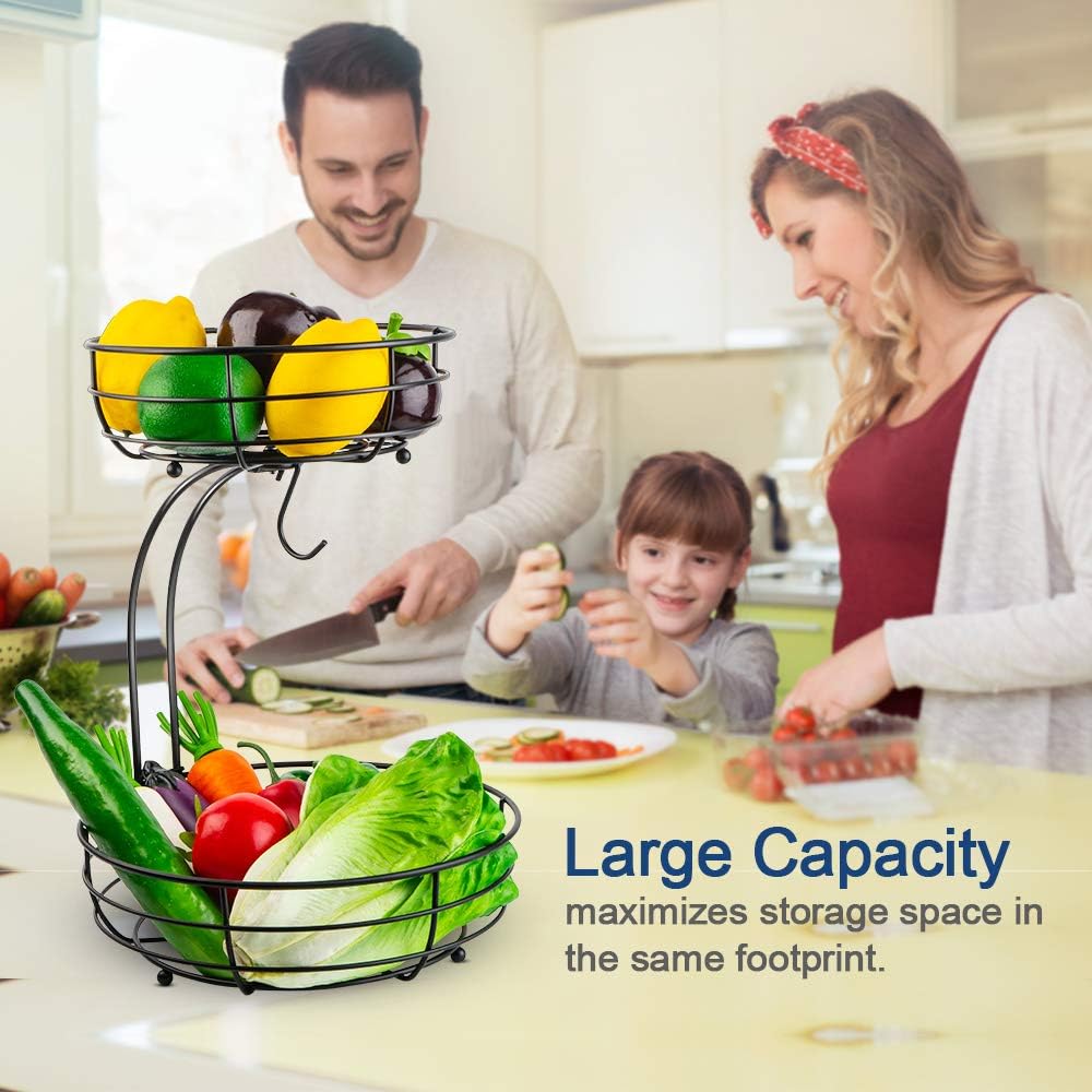 Auledio Iron 2-Tier Countertop Fruit Vegetables Basket Bowl