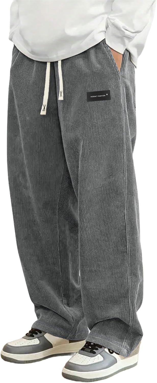 Mens Corduroy Casual Pants Fashion Loose