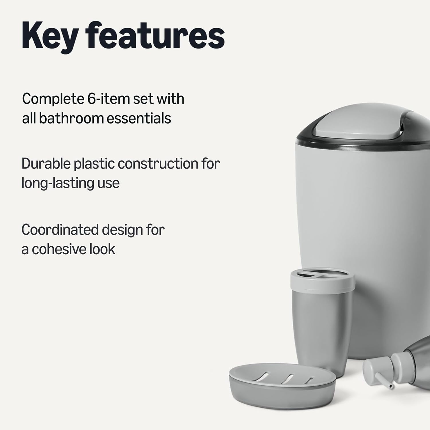 6 Pieces Bath Coordinate Set with Toothbrush Holder