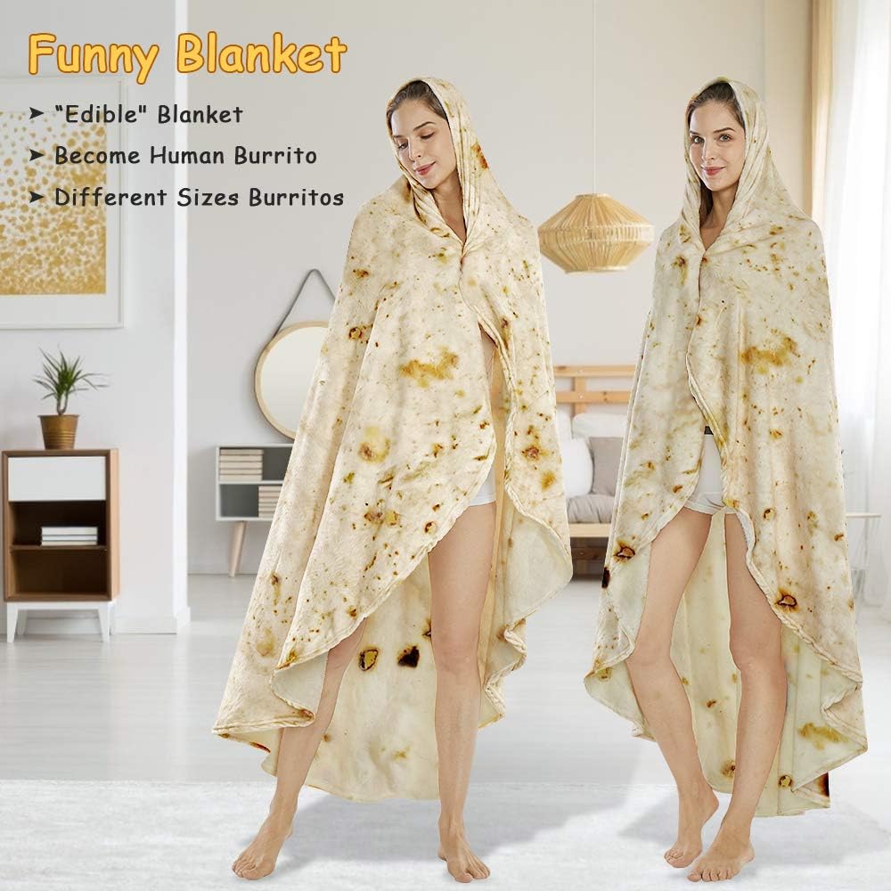 SeaRoomy Burritos Tortilla Realistic Food Wrap Blanket