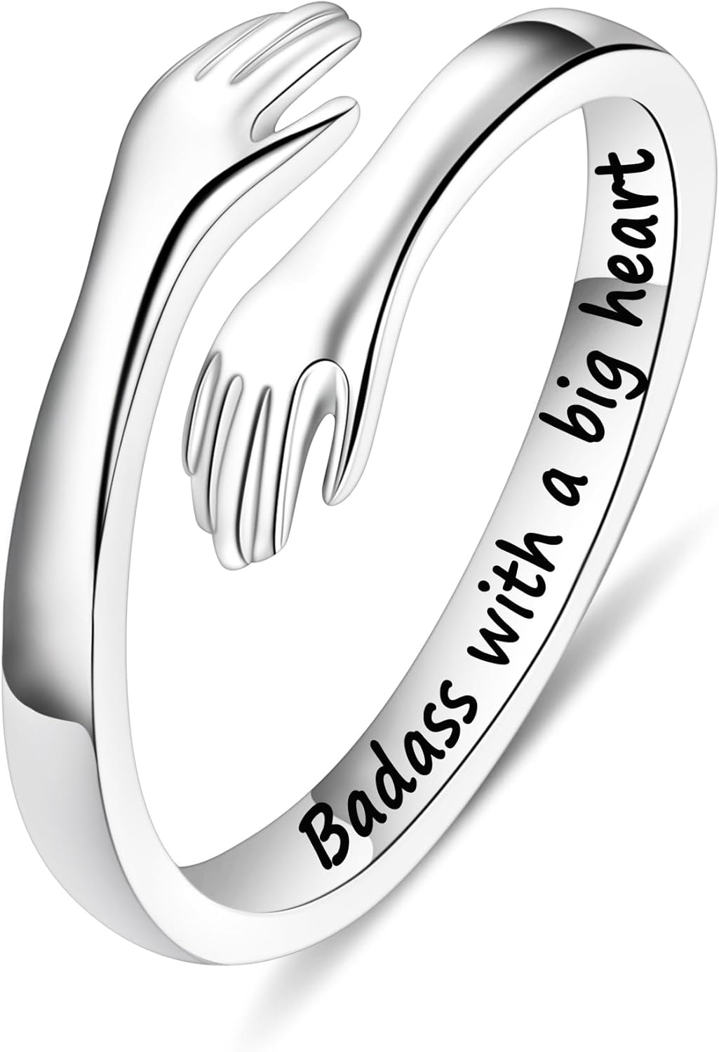 Yesteel S925 Sterling Silver Hug Ring for Women Teen Girls