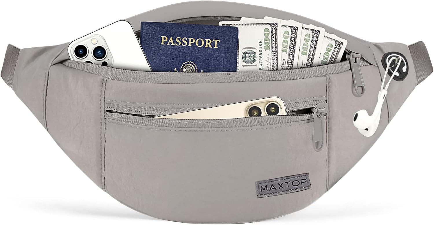 MAXTOP Large Crossbody Fanny Pack with 4-Zipper Pockets
