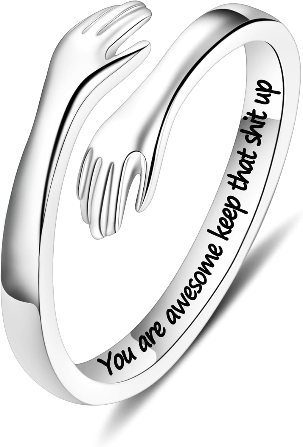 Yesteel S925 Sterling Silver Hug Ring for Women Teen Girls