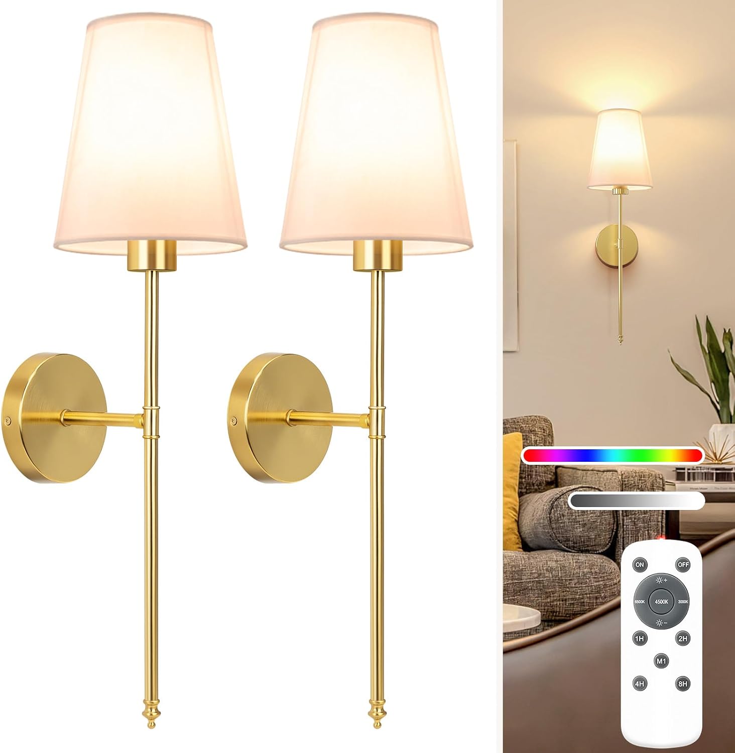 NIORSUN Battery Operated Wall Lamps for Bedroom