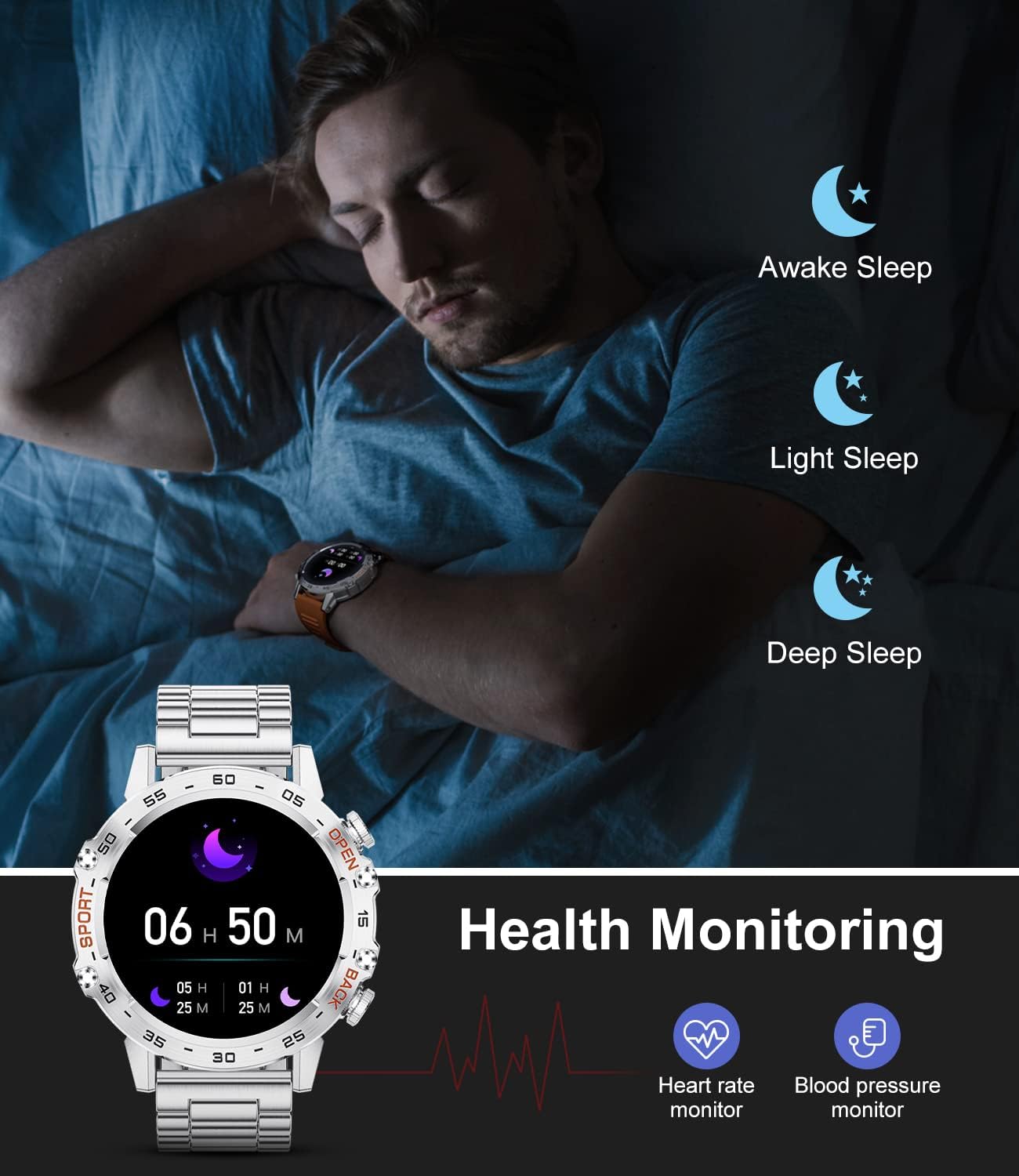 Military Smart Watch for Men HD Touchscreen