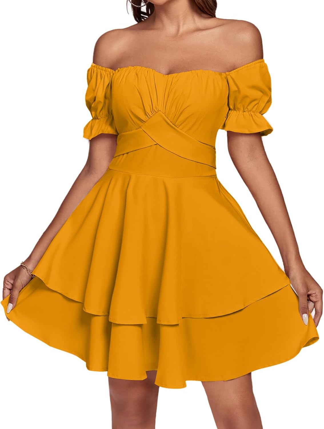 LYANER Women's Tie Back Off Shoulder Wrap Layer