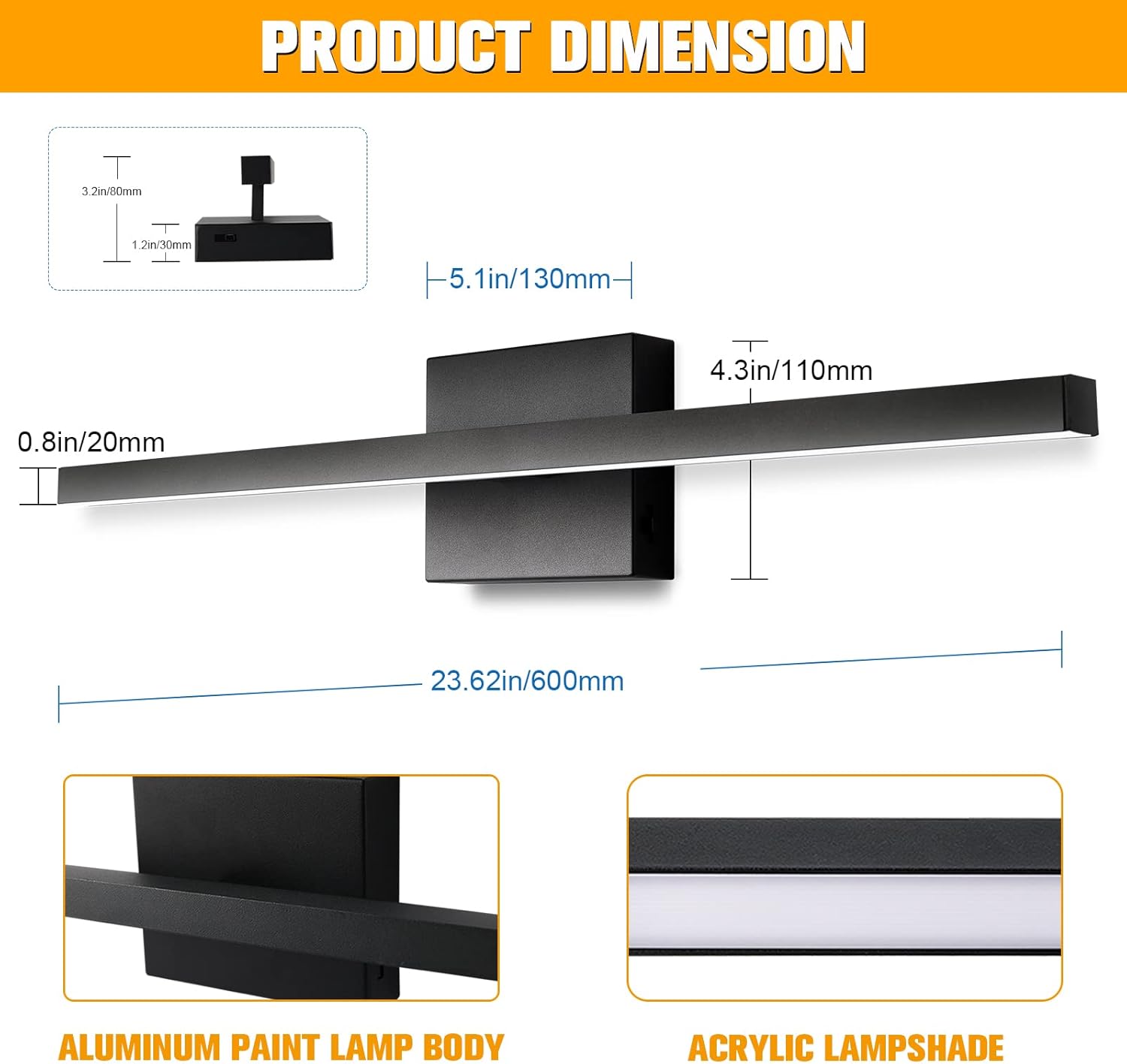 NIORSUN Black Bathroom Vanity Light